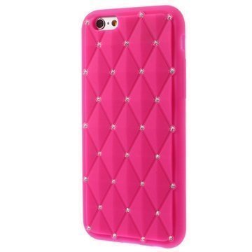 iPhone 6 / 6S Bling Diamond Silikoninen Suojakuori Kuuma Pinkki