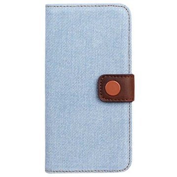 iPhone 6 / 6S Jeans Lompakkomallinen Nahkakotelo Vaalean Sininen