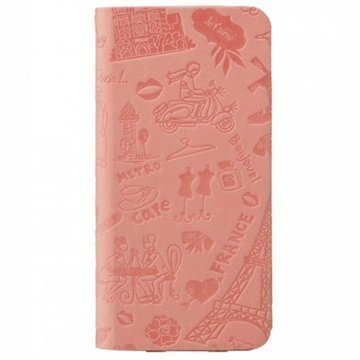 iPhone 6 / 6S Ozaki O!Coat Travel Nahkainen Suojakansio Pariisi Vaaleanpunainen