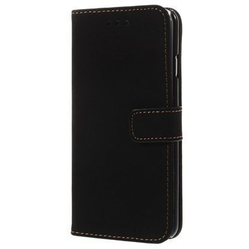 iPhone 6 / 6S Retro Wallet Nahkakotelo Musta