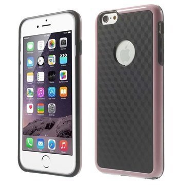 iPhone 6 Plus / 6S Plus Cube Design Hybridikotelo Musta / Pinkki