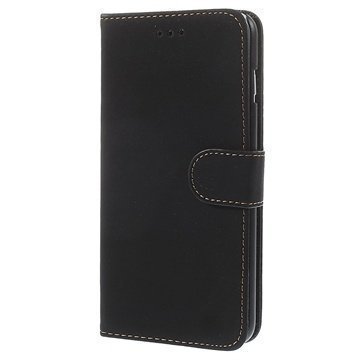 iPhone 6 Plus / 6S Plus Retro Wallet Nahkakotelo Musta