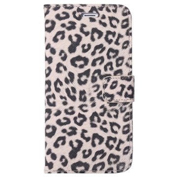 iPhone 6 Plus / 6S Plus Wallet Nahkakotelo Leopard Beige