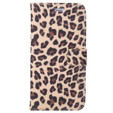 iPhone 6 Plus / 6S Plus Wallet Nahkakotelo Leopard Ruskea