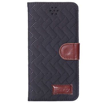 iPhone 6 Plus / 6S Plus Zigzag Wallet Nahkakotelo Musta