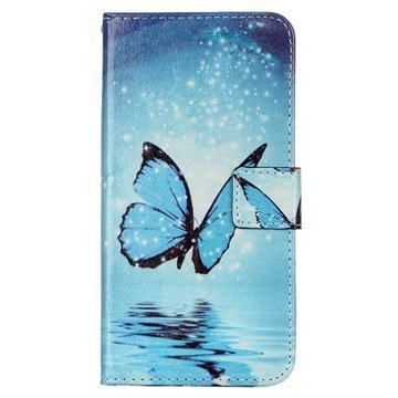 iPhone 7 Plus Glam Wallet Case Blue Butterfly