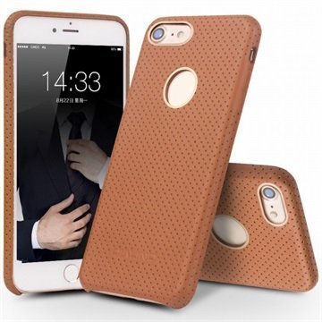 iPhone 7 Qialino Mesh Leather Case Brown